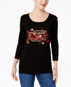 Karen Scott Cotton Graphic-print T-shirt, Created For Macy's