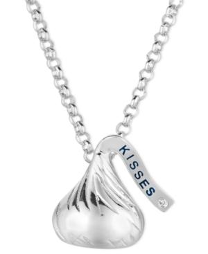 Sterling Silver Hershey's Kiss Necklace, Diamond Accent Small Flat Pendant