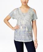 Style & Co. Cold-shoulder Crochet-back Top, Only At Macy's