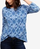 Lucky Brand Tile-print 3/4-sleeve Top