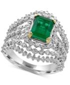 Effy Brasilica Emerald (1-3/8 Ct. T.w.) And Diamond (1-5/8 Ct. T.w.) Ring In 14k White Gold, Created For Macy's