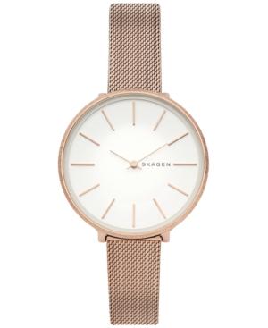 Skagen Women's Karolina Rose Gold-tone Stainless Steel Mesh Bracelet Watch 38mm