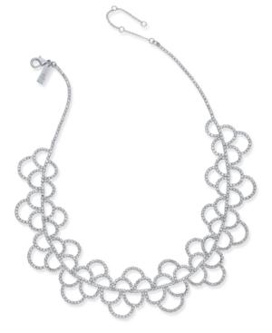 Inc International Concepts Silver-tone Crystal Scallop Statement Necklace, Created For Macy's