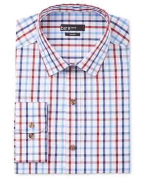 Bar Iii Men's Slim-fit Blue White Plaid Dress Shirt, Only At Macy's