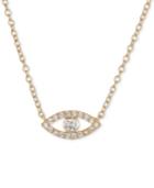 Unwritten Cubic Zirconia Evil Eye 18 Pendant Necklace In Gold-flashed Sterling Silver