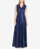 Tahari Asl Ribbon-tie Lace Gown