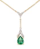 Rare Featuring Gemfields Certified Emerald (1 Ct. T.w.) And Diamond (1/8 Ct. T.w.) Teardrop Lariat Necklace In 14k Gold