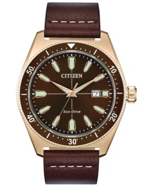 Citizen Eco-drive Men's Brycen Brown Leather Strap Watch 43mm