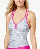 Go By Gossip Optical Fantasy Racerback Tankini Top Women's Swimsuit