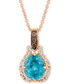 Le Vian Blue Zircon (1-9/10 Ct. T.w.) & Diamond (1/5 Ct. T.w.) 20 Pendant Necklace In 14k Rose Gold