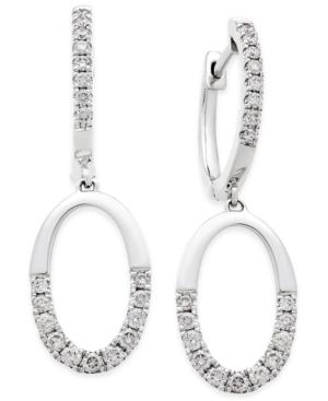 Diamond Open Hoop Drop Earrings (1/2 Ct. T.w.) In 14k White Gold
