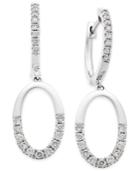 Diamond Open Hoop Drop Earrings (1/2 Ct. T.w.) In 14k White Gold