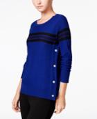 Maison Jules Striped Button-detail Sweater, Created For Macy's