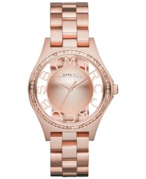 Marc By Marc Jacobs Women's Henry Skeleton Rose Gold-tone Stainless Steel Bracelet Watch 34mm Mbm3339