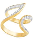 Swarovski Gold-tone Contoured Pave Ring