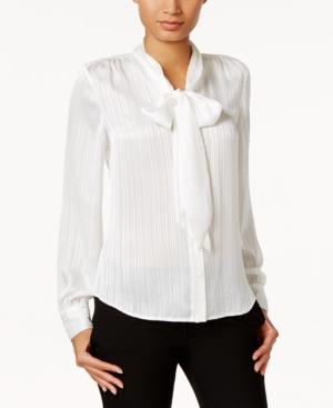Tommy Hilfiger Metallic Striped Tie-neck Blouse