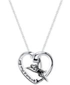 Disney Engraved Tinker Bell Pendant Necklace In Sterling Silver