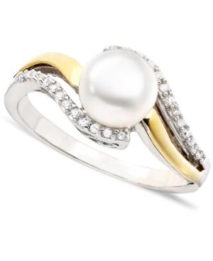14k Gold & Sterling Silver Cultured Freshwater Pearl & Diamond Accent Ring