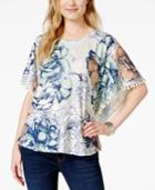 Style & Co. Printed Poncho-sleeve Top, Only At Macy's