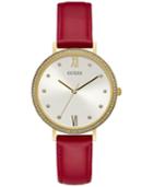 Guess Women's Red Leather Strap Watch 38mm