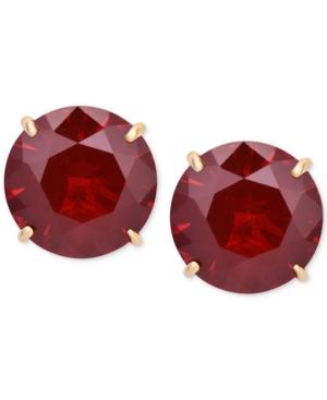 T Tahari Gold-tone Siam Stone Clip-on Stud Earrings