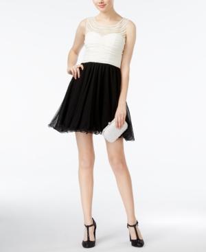 As U Wish Juniors' Embellished Colorblocked A-line Dress