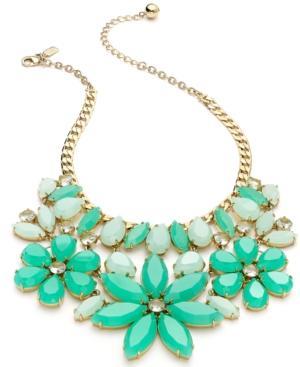 Kate Spade New York Gold-tone Green Floral Statement Necklace