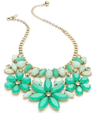 Kate Spade New York Gold-tone Green Floral Statement Necklace