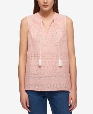 Tommy Hilfiger Cotton Eyelet Tassel Top, Only At Macy's