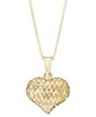 14k Gold Necklace, Glitter Heart Pendant