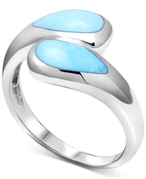 Marahlago Larimar Bypass Ring In Sterling Silver