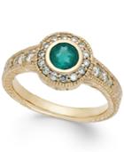 Emerald (1/2 Ct. T.w.) And Diamond (1/3 Ct. T.w.) Round Ring In 14k Gold