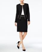 Tahari Asl Petite Crepe Piped Skirt Suit