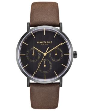 Kenneth Cole New York Men's Black Leather Strap Watch 42mm