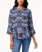 Charter Club Printed Peplum Top, Created For Macy's