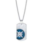 He Rocks Double Tag Blue Compass Pendant Necklace In Stainless Steel, 24 Chain