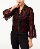 Kobi Lace Mesh-contrast Bomber Jacket, Created For Macy's