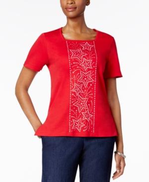 Alfred Dunner Lady Liberty Collection Star-print Top