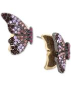 Betsey Johnson Hematite-tone Pave Crystal Butterfly Stud Earrings