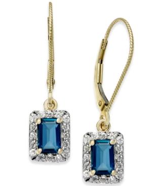 Blue Topaz (1-3/8 Ct. T.w.) & Diamond (1/3 Ct. T.w.) Drop Earrings In 14k Gold