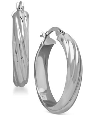 Polished Twisted Hoop Earrings In 14k White Gold