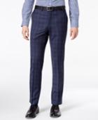 Dkny Men's Modern-fit Stretch Blue Plaid Suit Pants