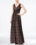Adrianna Papell Sleeveless Lace V-neck Gown