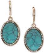 Anne Klein Gold-tone Blue Stone And Crystal Drop Earrings