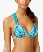 Hula Honey After Shock Printed Push-up Halter Bikini Top Women's Swimsuit