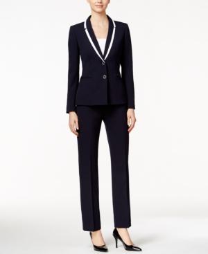 Tahari Asl Petite Crepe Two-button Framed Pantsuit
