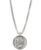 Degs & Sal Men's Greek Skull Coin 24 Pendant Necklace In Sterling Silver