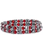 2028 Silver-tone Red Beaded Stretch Bracelet