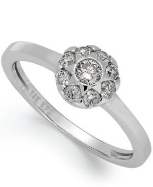 Diamond Ring, 14k White Gold Cluster Engagement Ring (3/8 Ct. T.w.)