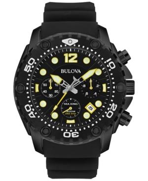 Bulova Men's Uhf Chronograph Sea King Black Rubber Strap Watch 49mm 98b243